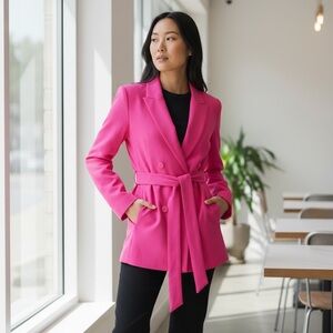 Aritzia Babaton Samuel Hot Pink Belted Blazer Size 10 NWOT